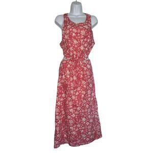J. Crew Twist Back Floral Midi Dress Tossed Floral Open Back Size 14 Pink